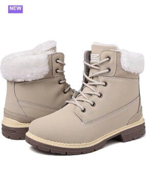 Winter Snow Boots Water Resistant Faux Fur Lined Non Slip Ankle Booties